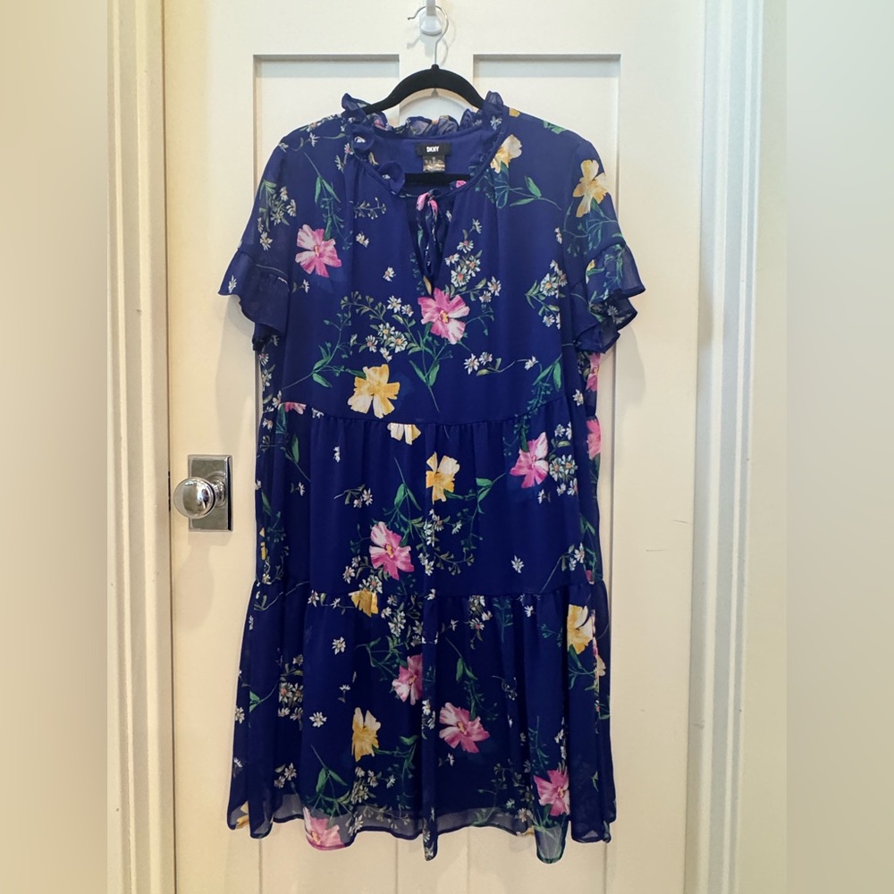 DKNY Floral Blue Dress
